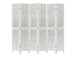 Tabique divisorio de 6 paneles en madera maciza de paulownia blanca
