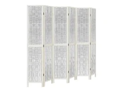 Tabique divisorio de 6 paneles en madera maciza de paulownia blanca