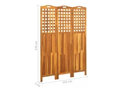 Tabique divisorio de 3 paneles 121x2x170 cm Madera de acacia