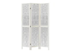 Tabique divisorio de 3 paneles en madera maciza de paulownia blanca