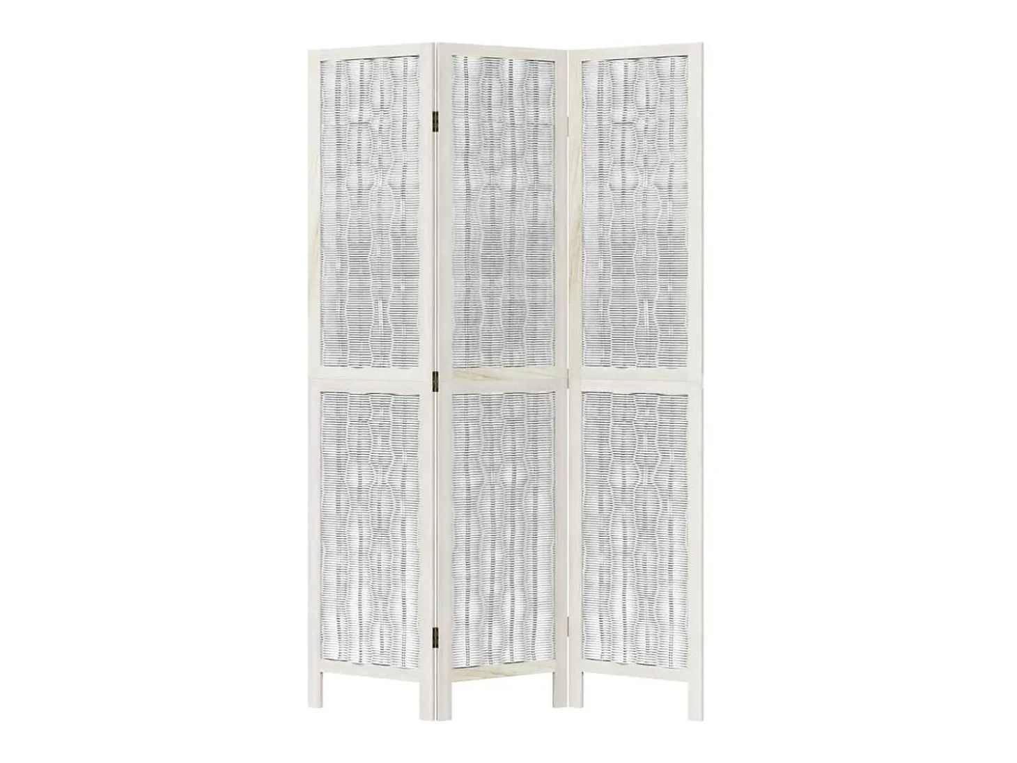 Tabique divisorio de 3 paneles en madera maciza de paulownia blanca