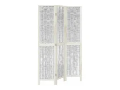 Tabique divisorio de 3 paneles en madera maciza de paulownia blanca