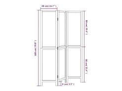 Tabique divisorio de 3 paneles en madera maciza de paulownia blanca