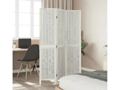 Tabique divisorio de 3 paneles en madera maciza de paulownia blanca