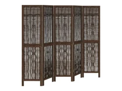 Tabique divisorio de 5 paneles en marrón oscuro fabricado en paulownia maciza