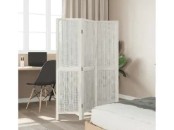 Tabique divisorio de 3 paneles en madera maciza de paulownia blanca