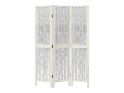Tabique divisorio de 3 paneles en madera maciza de paulownia blanca