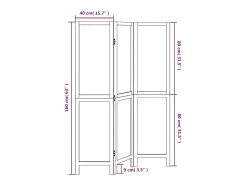 Tabique divisorio de 3 paneles en madera maciza de paulownia blanca