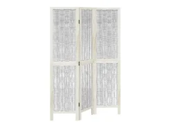 Tabique divisorio de 3 paneles en madera maciza de paulownia blanca