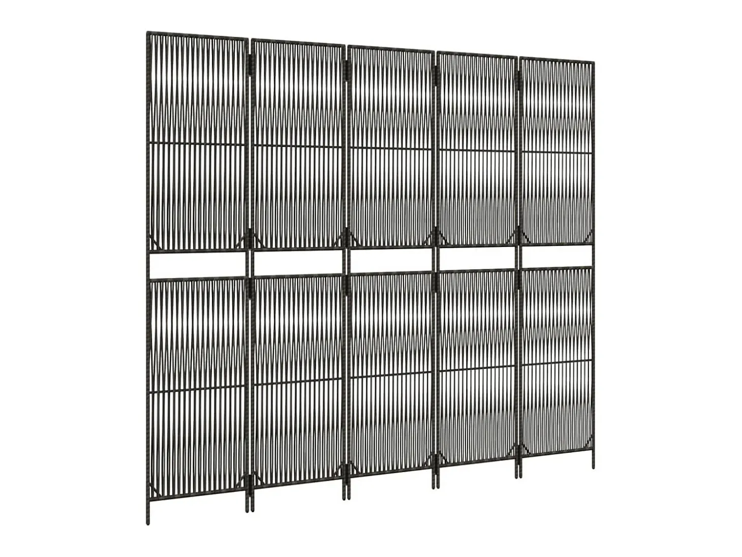 Tabique divisorio de 5 paneles de mimbre de resina gris