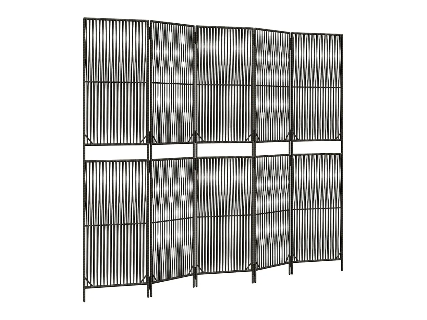 Tabique divisorio de 5 paneles de mimbre de resina gris