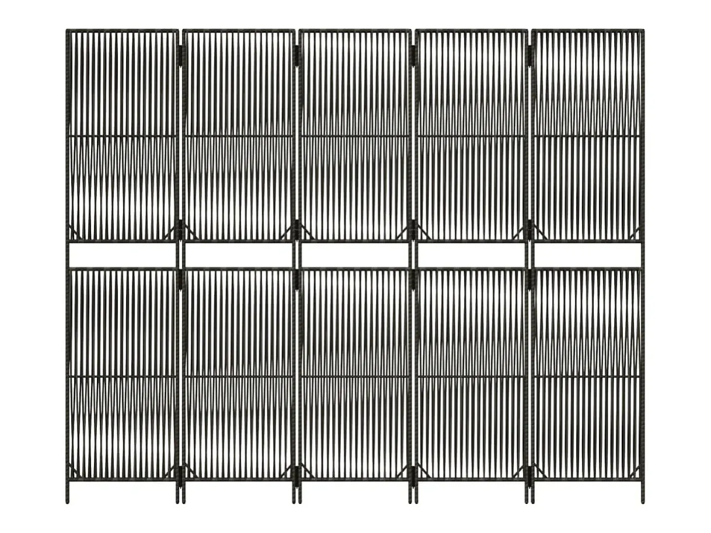 Tabique divisorio de 5 paneles de mimbre de resina gris