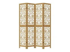 Tabique divisorio de 4 paneles en madera maciza de paulownia marrón