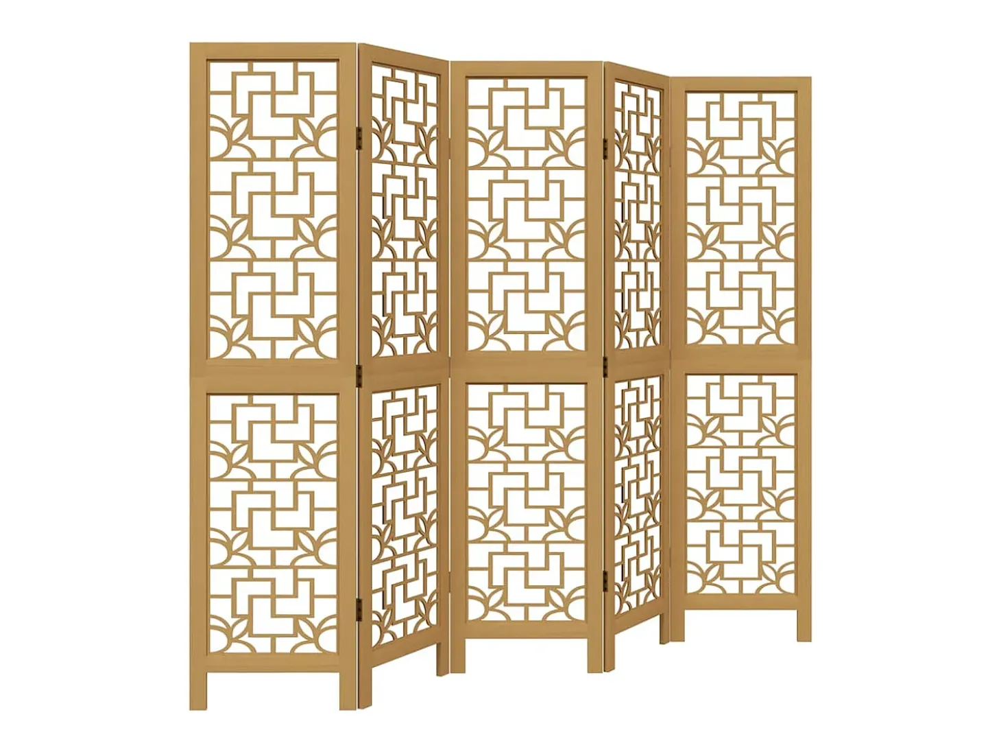 Tabique divisorio de 5 paneles en madera maciza de paulownia marrón