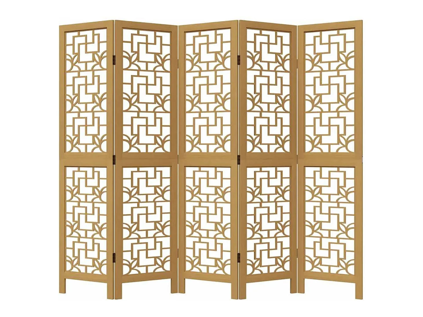 Tabique divisorio de 5 paneles en madera maciza de paulownia marrón