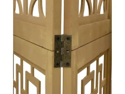 Tabique divisorio de 5 paneles en madera maciza de paulownia marrón