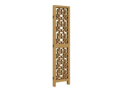 Tabique divisorio de 5 paneles en madera maciza de paulownia marrón