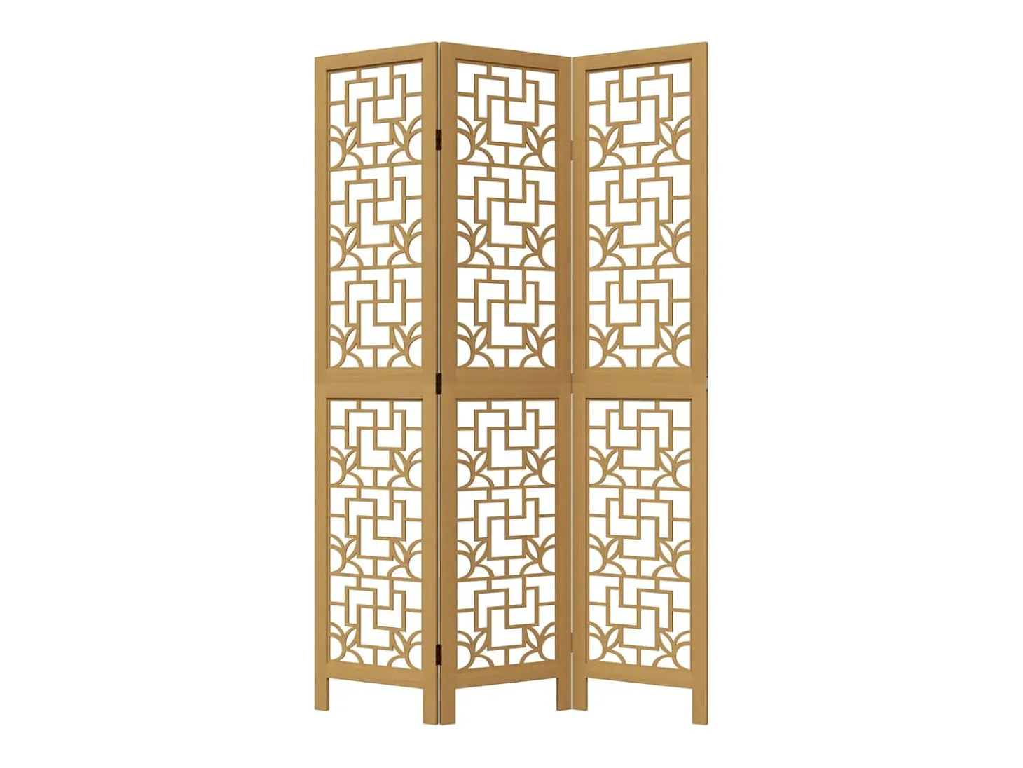Tabique divisorio de 3 paneles en madera maciza de paulownia marrón