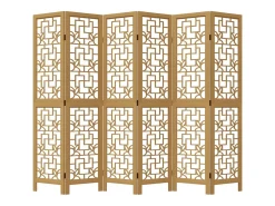 Tabique divisorio de 6 paneles en madera maciza de paulownia marrón