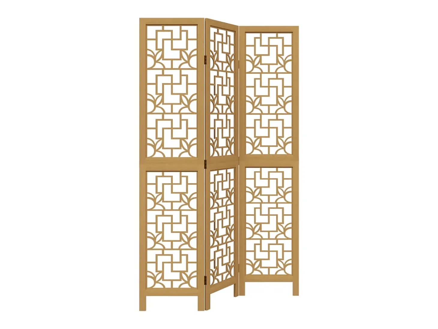 Tabique divisorio de 3 paneles en madera maciza de paulownia marrón
