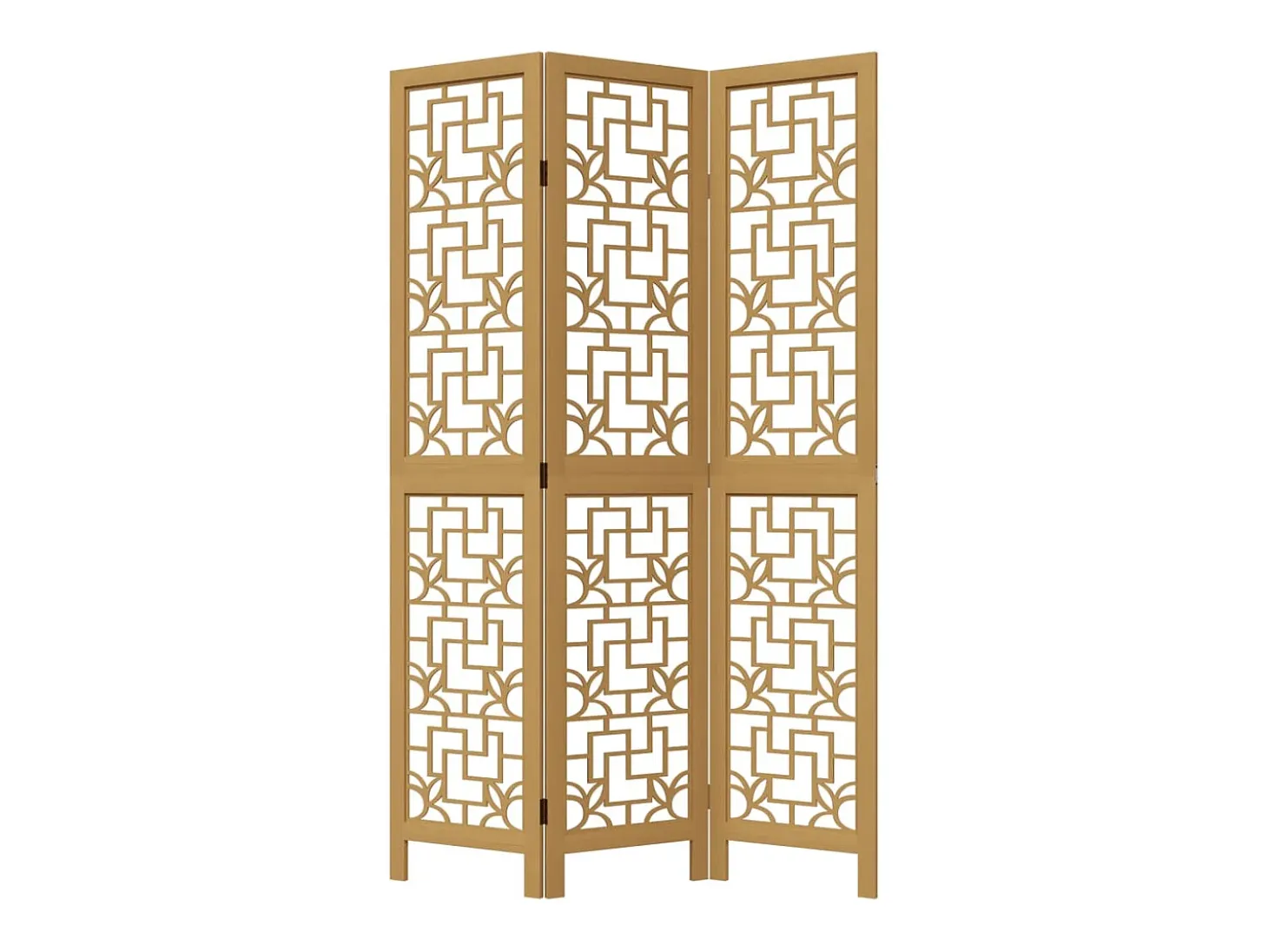 Tabique divisorio de 3 paneles en madera maciza de paulownia marrón