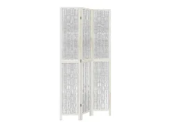 Tabique divisorio de 3 paneles en madera maciza de paulownia blanca