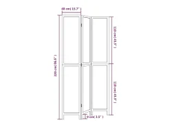 Tabique divisorio de 3 paneles en madera maciza de paulownia blanca