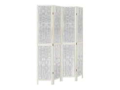 Tabique divisorio de 4 paneles en madera maciza de paulownia blanca