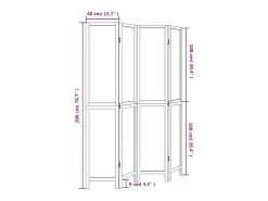 Tabique divisorio de 4 paneles en madera maciza de paulownia blanca