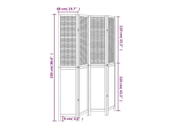 Tabique divisorio de 4 paneles en madera maciza de paulownia blanca