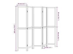 Tabique divisorio de 5 paneles en madera maciza de paulownia blanca