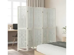 Tabique divisorio de 5 paneles en madera maciza de paulownia blanca