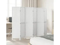 Tabique divisorio de 6 paneles en madera maciza de paulownia blanca