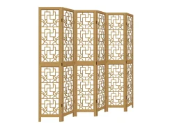 Tabique divisorio de 6 paneles en madera maciza de paulownia marrón