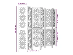 Tabique divisorio de 6 paneles en madera maciza de paulownia marrón