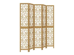 Tabique divisorio de 5 paneles en madera maciza de paulownia marrón