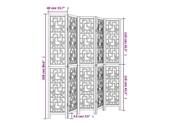 Tabique divisorio de 5 paneles en madera maciza de paulownia marrón