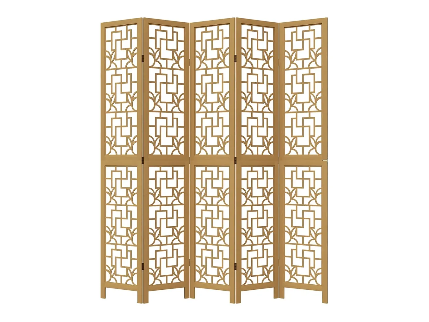 Tabique divisorio de 5 paneles en madera maciza de paulownia marrón