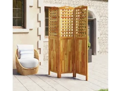 Tabique divisorio de 3 paneles 121,5x2x180 cm Madera de acacia