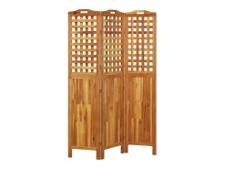 Tabique divisorio de 3 paneles 121,5x2x180 cm Madera de acacia