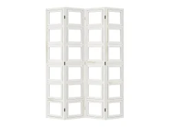 Tabique divisorio de 4 paneles en madera maciza de paulownia blanca