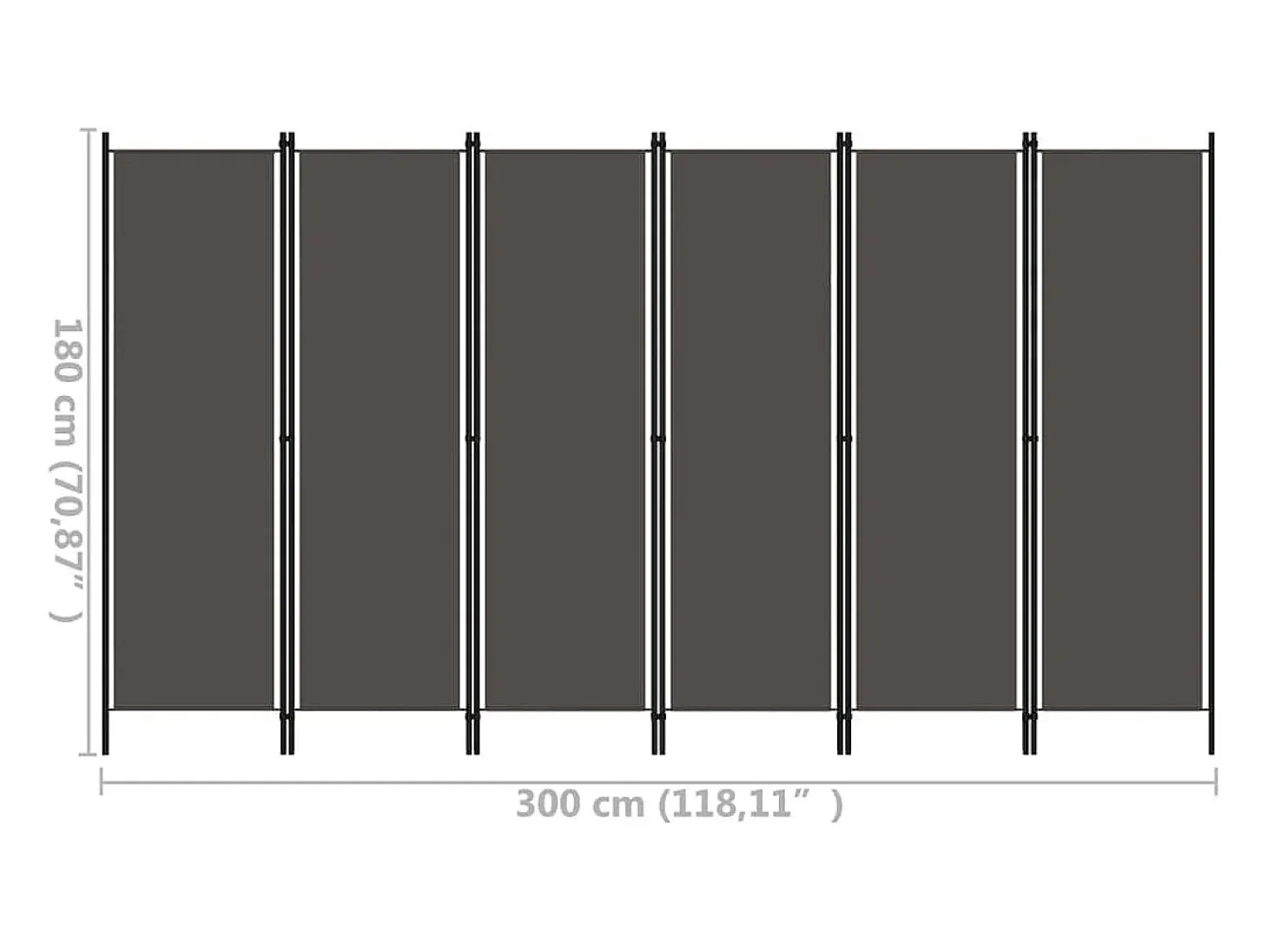 Tabique divisorio de 6 paneles Antracita 300x180 cm