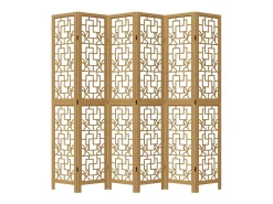 Tabique divisorio de 6 paneles en madera maciza de paulownia marrón