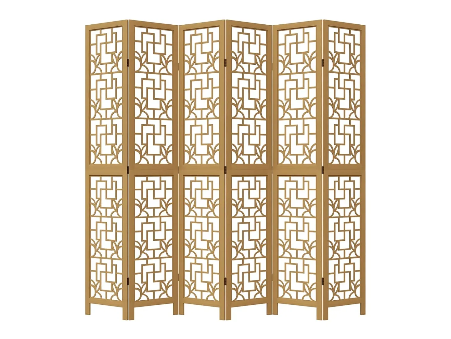 Tabique divisorio de 6 paneles en madera maciza de paulownia marrón