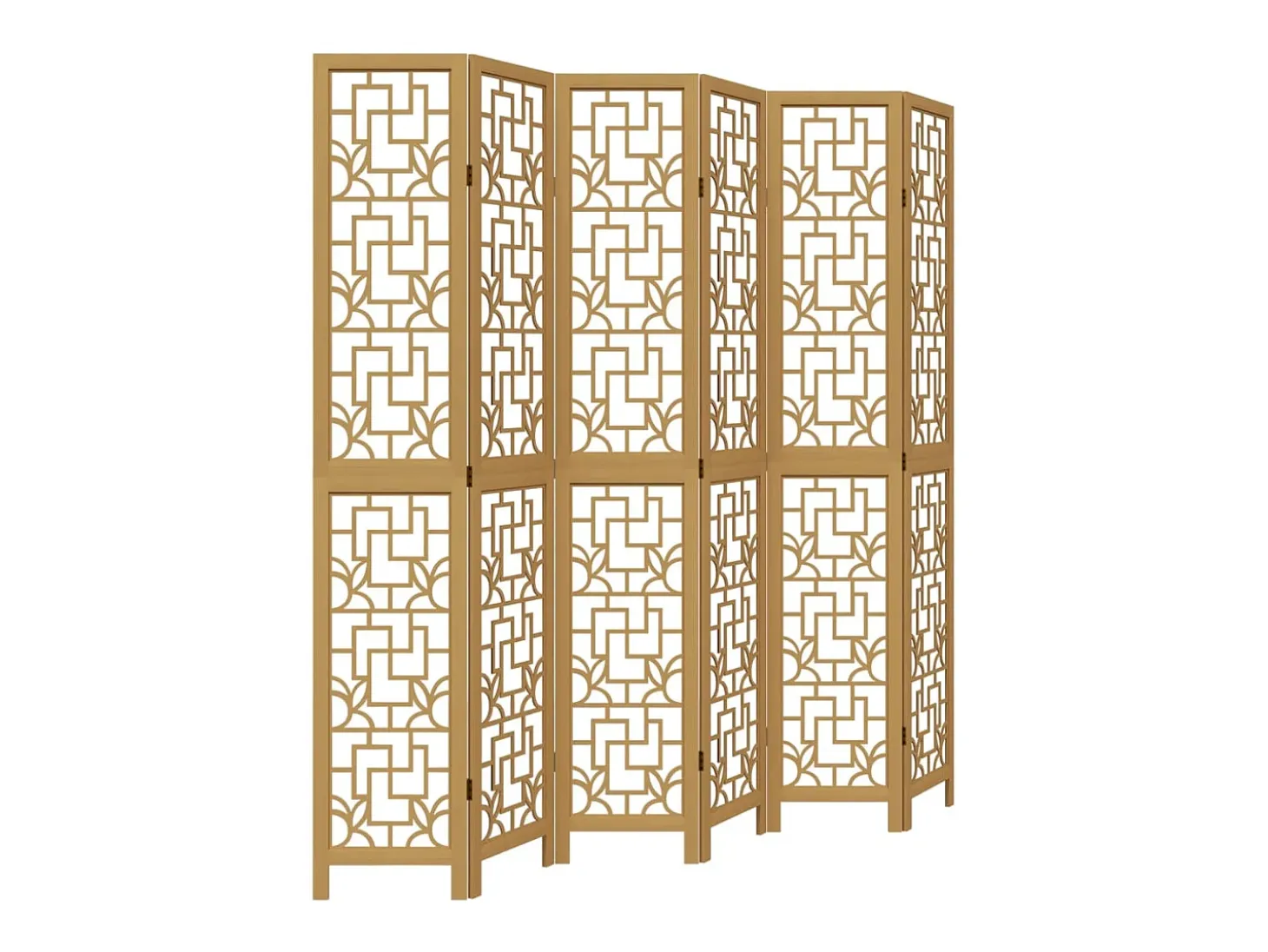 Tabique divisorio de 6 paneles en madera maciza de paulownia marrón