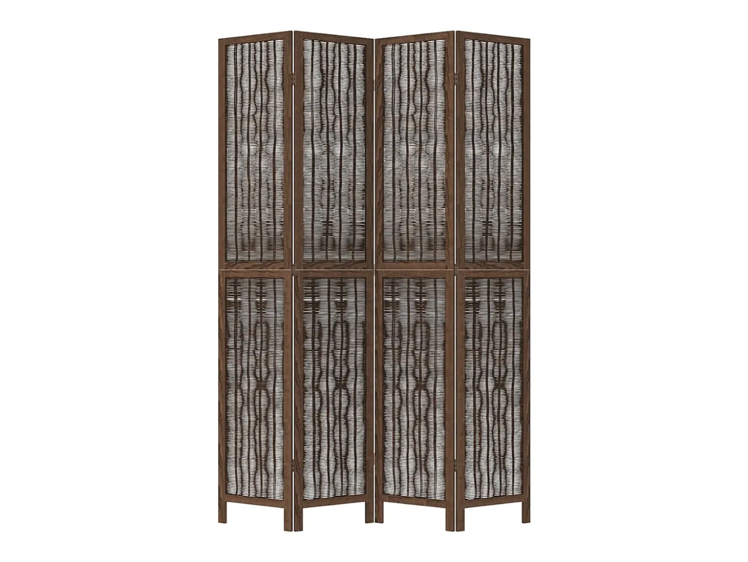 Tabique divisorio de 4 paneles de paulownia maciza en color marrón oscuro