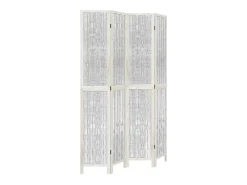 Tabique divisorio de 4 paneles en madera maciza de paulownia blanca