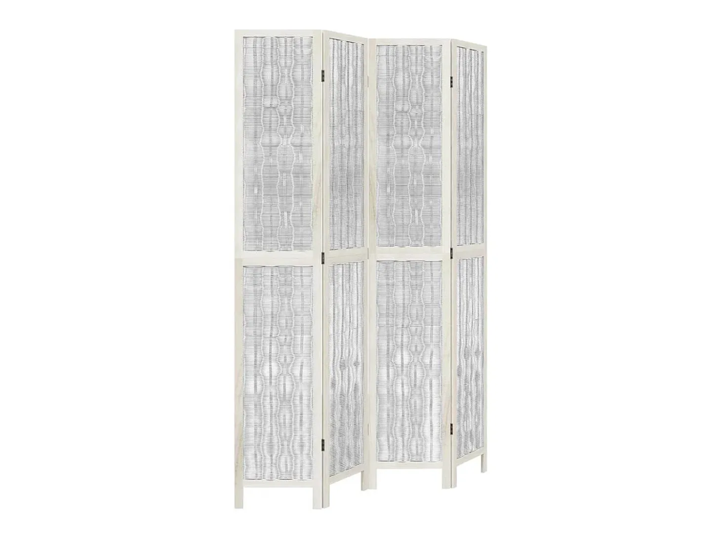 Tabique divisorio de 4 paneles en madera maciza de paulownia blanca
