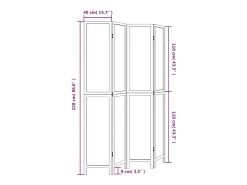 Tabique divisorio de 4 paneles en madera maciza de paulownia blanca