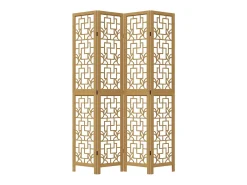 Tabique divisorio de 4 paneles en madera maciza de paulownia marrón